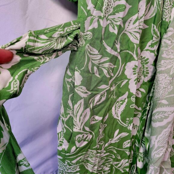 Goodthreads Women's Fluid Twill Wrap Midi Dress Green/White Floral Size XX-Large - Picture 7 of 14